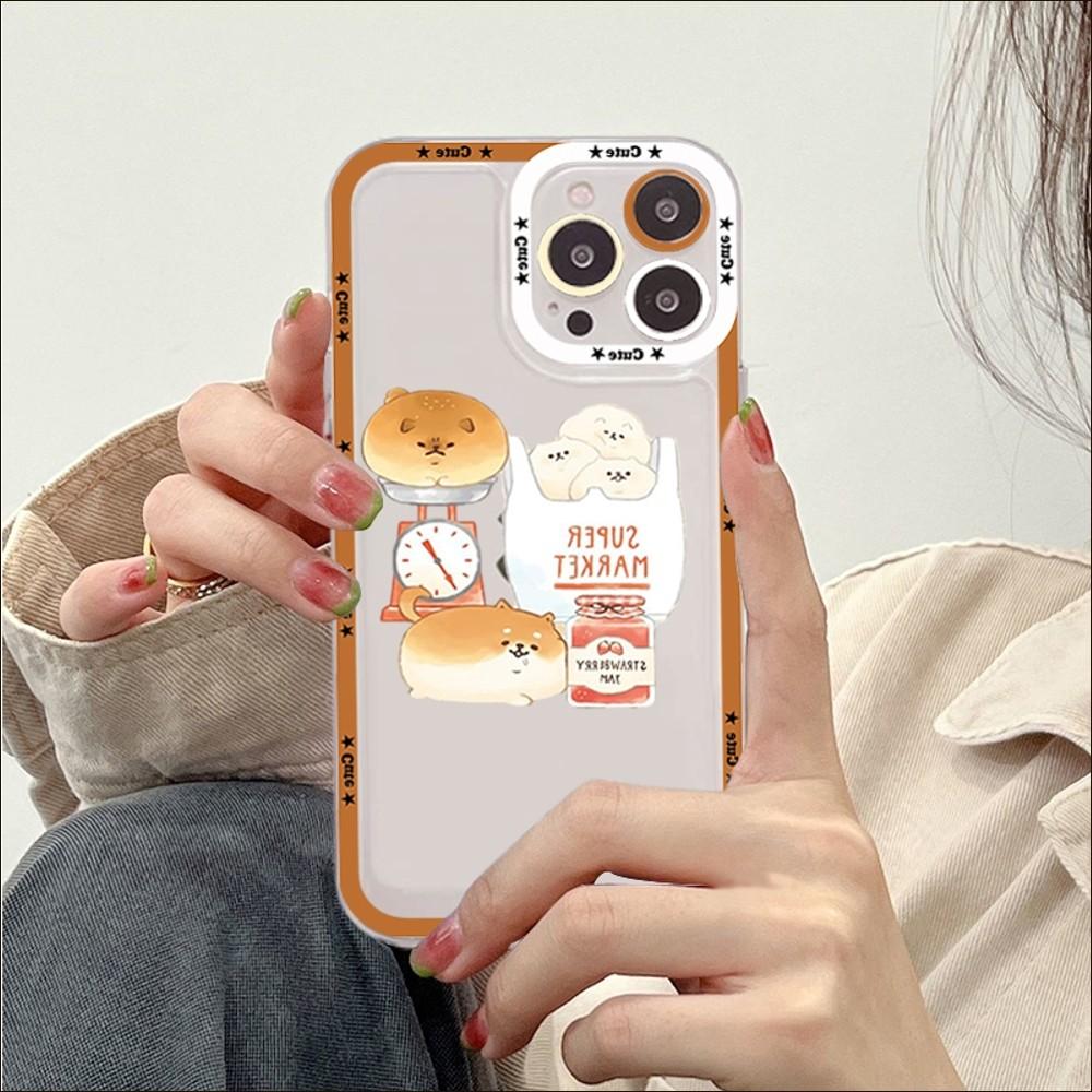Чехол для телефона с собакой Сиба-ину Yeastken Bread для iPhone 14 13 12 11 Pro Max Mini X Xs XR 6 7 8 Plus SE 2020 Прозрачный чехол