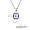 Evil Blue Eye Casual Pendant Necklaces for Men Stainless Steel Round Pendant with Chain Ethnic Turkish Collar Father's Day Gifts