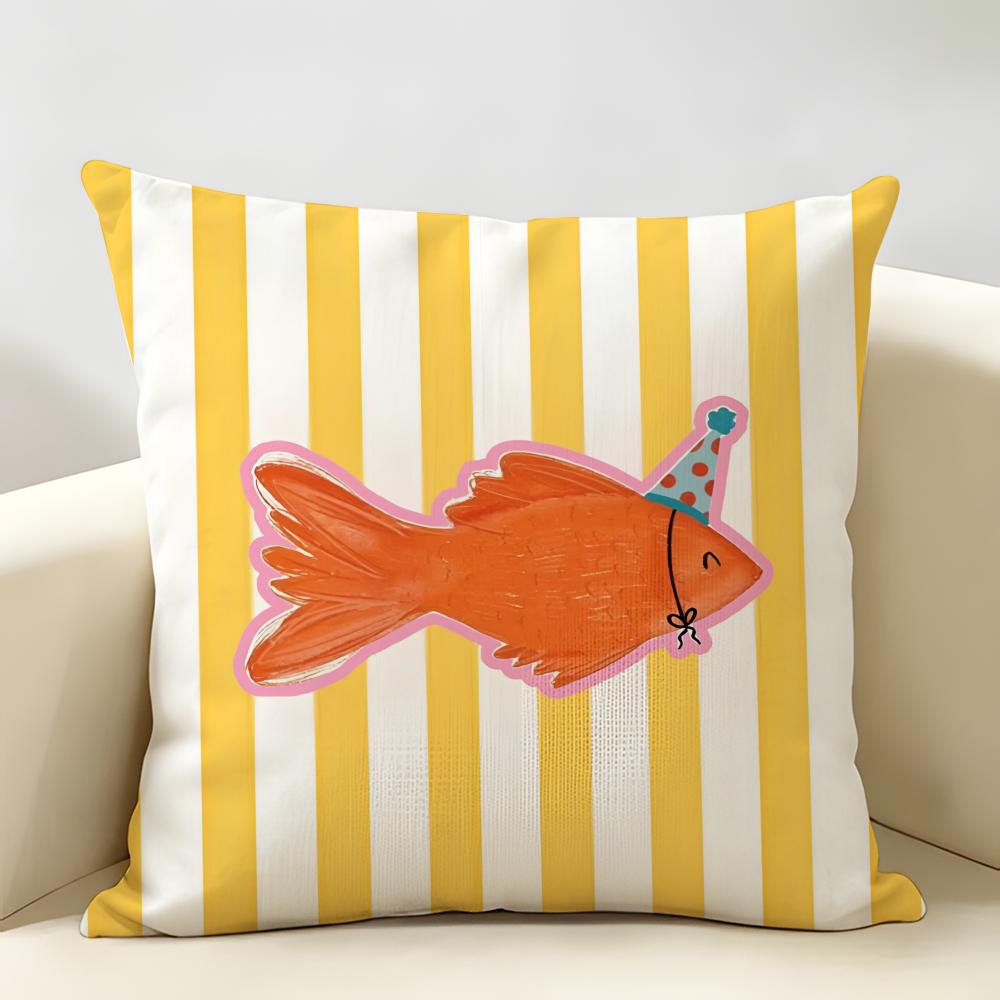 Cute Funny Animal Ins Cartoon Cushion Cover Natural Linen Organic Fabric DoubleSided Printing Room Sofa Decor Pillow Case
