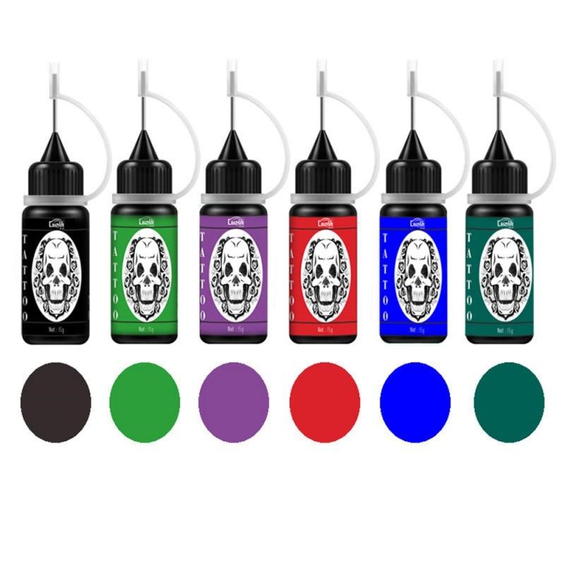 Временный набор для татуировок, полный комплект, 6 бутылок по 15 г*6, временные татуировки для женщин, детей, мужчин, полуперманентные татуировки, поддельные веснушки