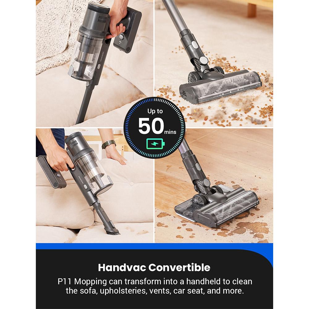 Refurbished:  Proscenic P11 Mopping Cordless Vacuum Cleaner, 35Kpa Suction, 0.65L Dustbin, 5-Stage Filtration System, 2000mAh Battery