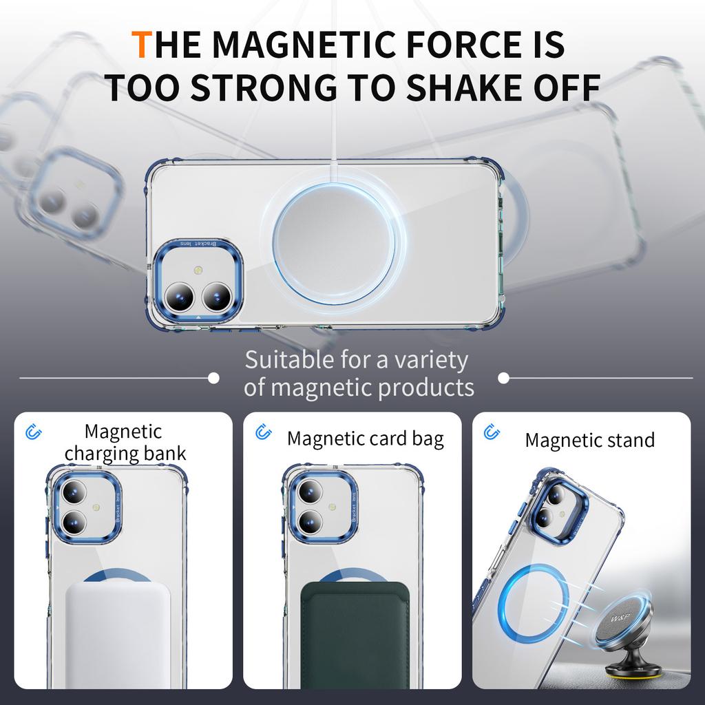 For Samsung Galaxy A05 4G Clear Phone Case with Lens Kickstand Cover Compatible with MagSafe