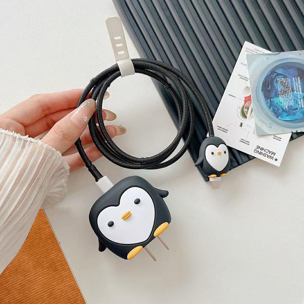 Applicable To Apple Data Cable Protective Cover Charger 18-20W Anti-breakage Winder Cute Flower Animal Advanced INS Style