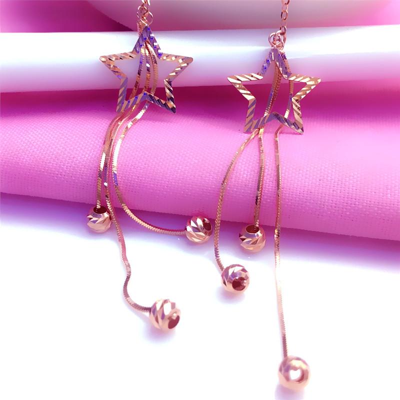 Color Gold-Plated Rose Gold Long Pentagram Snake Bone Fashion Foreign Purple Gold Earphone Female