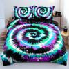 Tie Dye Duvet Cover Set Bohemian Hippie Spiral Printing Queen Bedding Sets Ethnic Boho Comforter Cover Sets for Men Women Kids