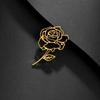 Intricate Cutout Metal Rose Brooch Pin - Vintage Floral Alloy Blouse Coat Clip for Women, Sophisticated Blossom Lapel Accessory
