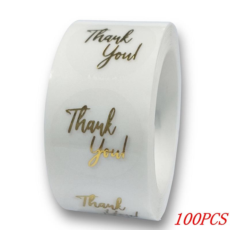50-500pcs 1inch Clear Gold Foil Thank You Stickers for Envelope Sealing Label Stickers Pretty Things Inside for Gifts Package