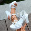 Plus Size 2025 Summer Platform Women's Open Toe Sandals Outdoor Metal Decoration Buckle Strap Sandals for Versatile Daily Party