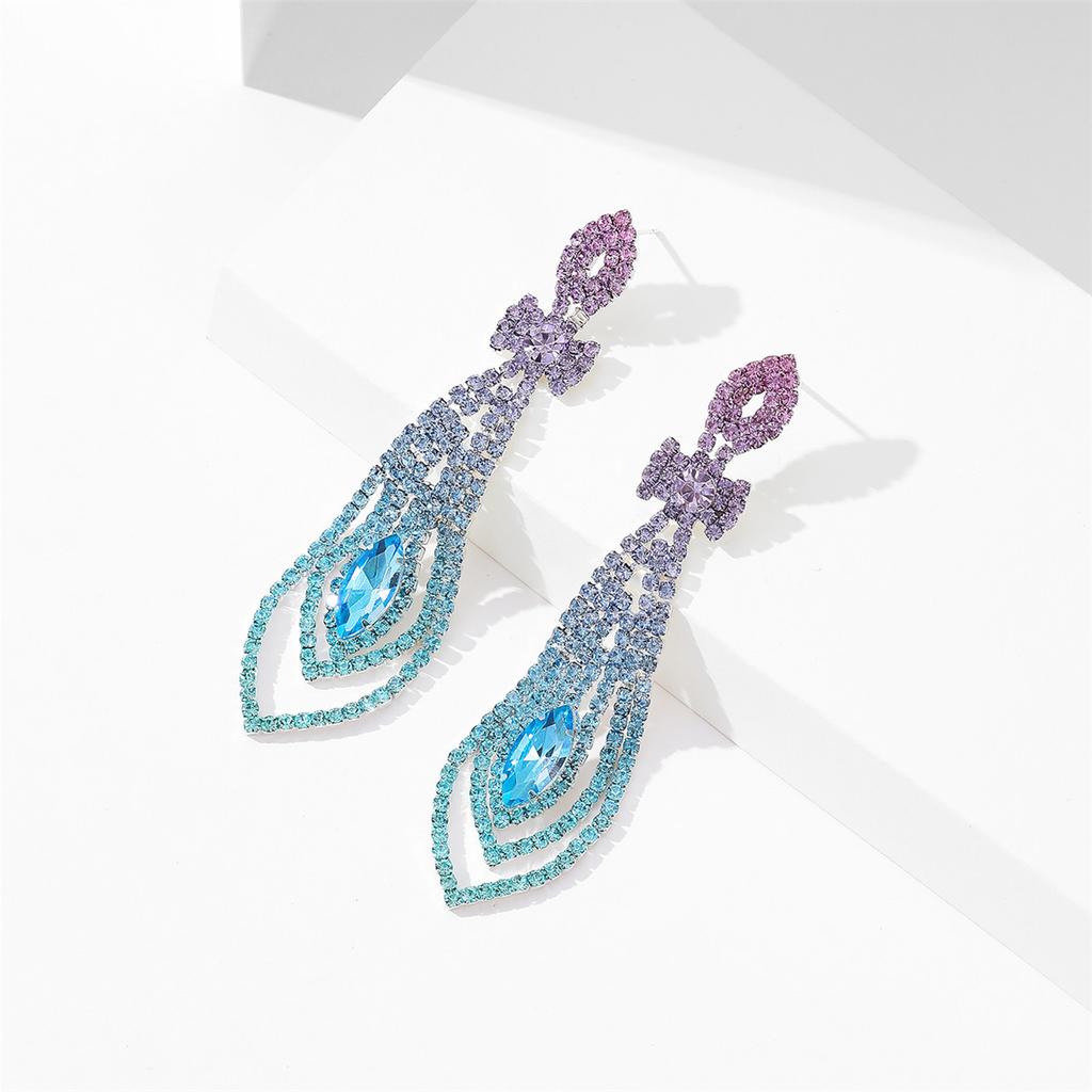 Temperament Luxury Full Diamond Tassel Long Earrings Female High-Class Feeling Rhinestone Earrings Female Earrings 1 Pair