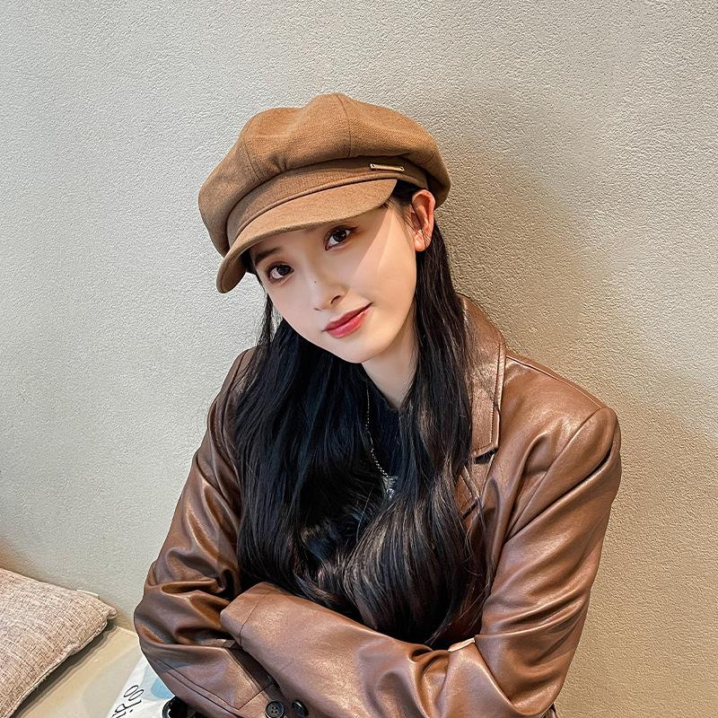 Ретро Универсальный Шерстяной Берет Подчеркивающий Лицо Утиный Язычок Восьмиугольная Шляпа Детская Теплая Ветрозащитная Шляпа Газетчика