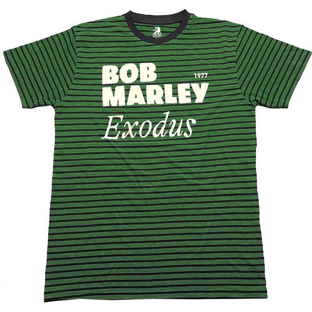 Bob Marley 'Exodus' Green / Black Striped T shirt - NEW OFFICIAL