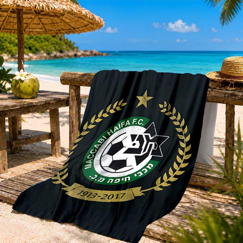 Maccabi Football Club Printed Microfiber Beach Towel, Soft And Absorbent, Quick-Dry, Ideal for Summer Travel, Beach Essential, Swimming Pool