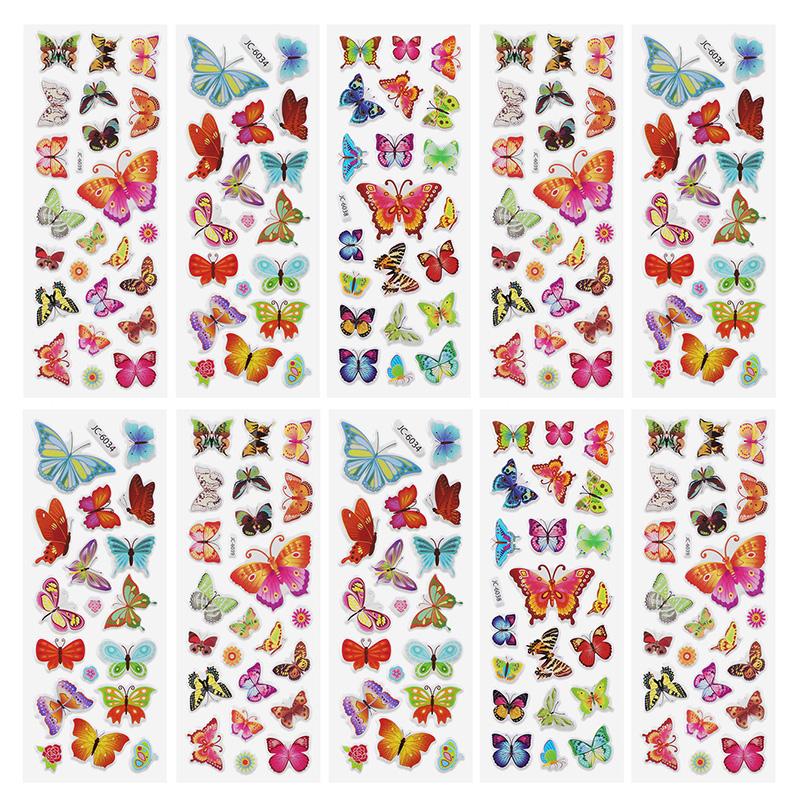 10 листов 3D наклеек-пузырей Мультяшные животные Машины Наклейки Детские Мальчик Девочка День рождения Вечеринка Сувениры Наполнители для пиньяты Рождественский подарок Игрушки