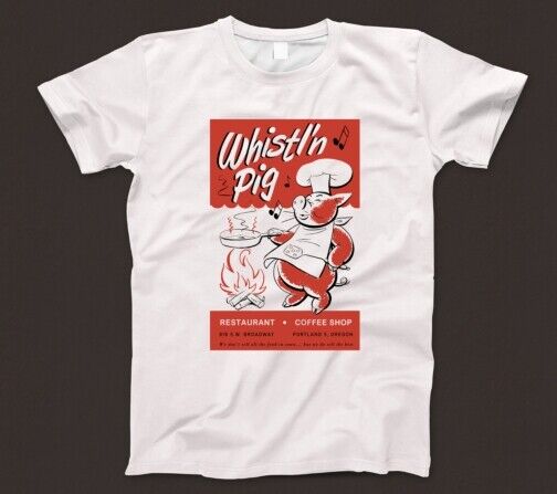 Футболка Whistl'n Pig 772 Кофейня Ресторан 1950-х годов Портленд Орегон Дайнер БАРБЕКЮ