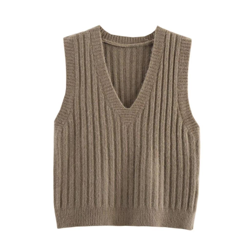 Ladies’ 2025 Spring V-Neck Slim Knit Vest - European & American Style