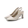 Бежево-желтые женские босоножки с ремешком через пятку Slingback с острым носом на высоком каблуке Маленький большой размер 32 46
