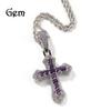 Европейский и американский хип-хоп стиль, большое медное ожерелье-подвеска с фиолетовым цирконом