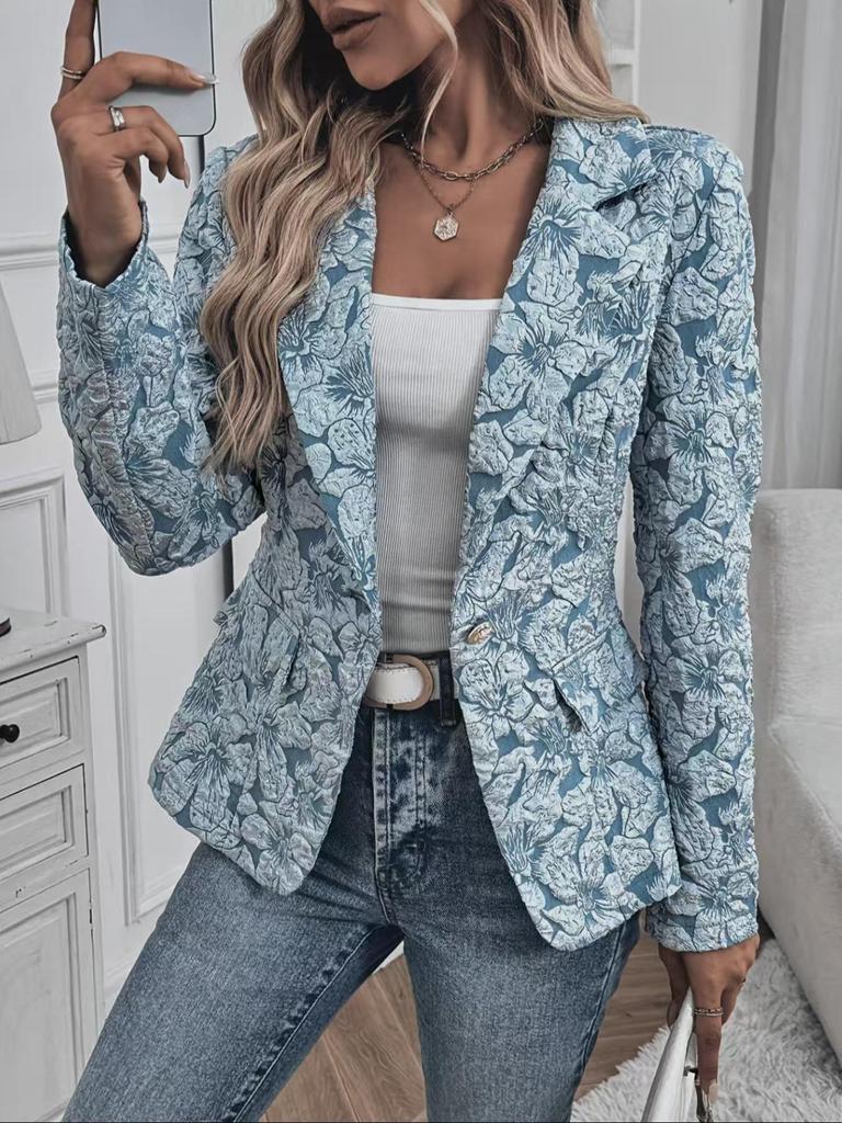Women S Casual Short Blazer Retro Lily Jacquard Slim Fit