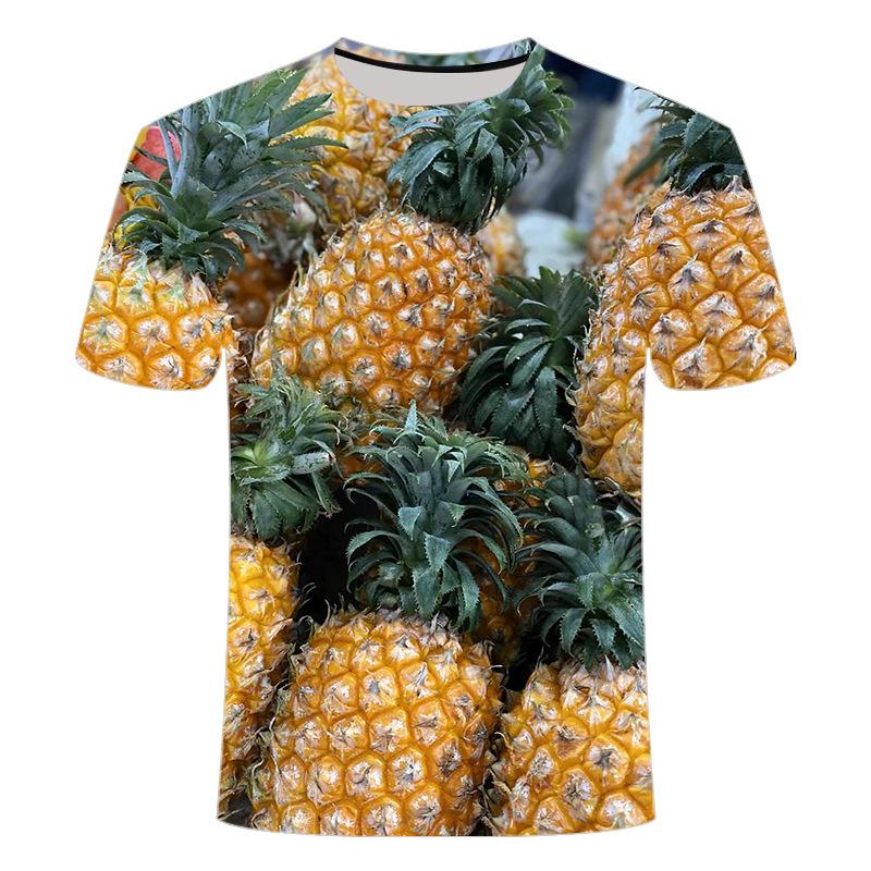 Summer new 3D printed fruit pineapple pattern top creative, quirky, comfortable, and fashionable crewneck T-shirt
