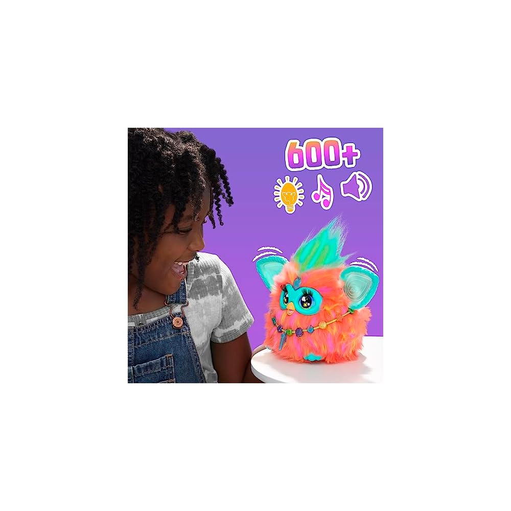 Интерактивная игрушка Hasbro Furby Коралловый для мальчиков и девочек от 6 лет с 15 модными аксессуарами Аниматронная плюшевая игрушка F6744