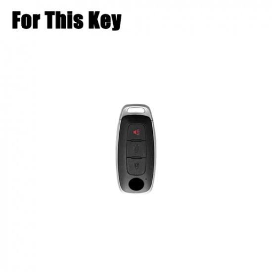Zinc Alloy Leather Car Key Case Cover With Keychain For Nissan Rogue Pathfinde