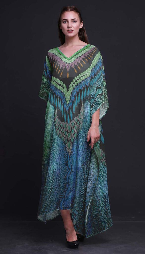 Phagun Snake Animal Skin Womens Long Beach Kaftan Beachwear Bikini Coverup Maxi