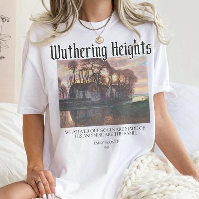 Wuthering Heights Футболка Темная Академия Эмили Бронте Читатель Хитклифф Книжный червь Литературный RoУнисексce