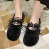 Fashion Ladies Shoes 2024 New Slip On Women's Flats Winter Round Toe Plush Fleece for Warmth Solid Casual Comfortable Flats Loafers