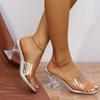 Summer Women's Sandals Crystal Heel Slippers Transparent PVC High Heel Sandals Comfortable 5CM Low Heel Fashion Women's Shoes 42