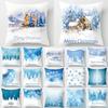 Blue Snowflake Christmas Pillow Cover Home Decor Ornament   Pendant  Gift Cushion