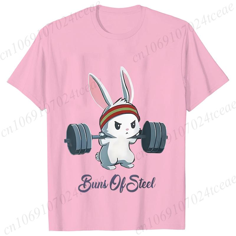 Buns of Steel T-shirts for Women Fitness Rabbit Bunny Lover Gym Workout Tees Shirt Fashion Hip Hop Streetwear Female Clothing