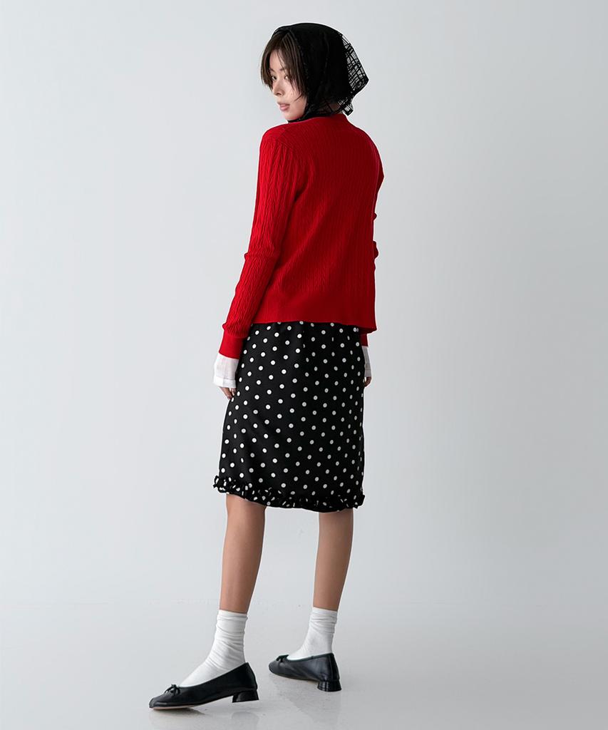 The Green Lab Dot Frill Skirt [Black]