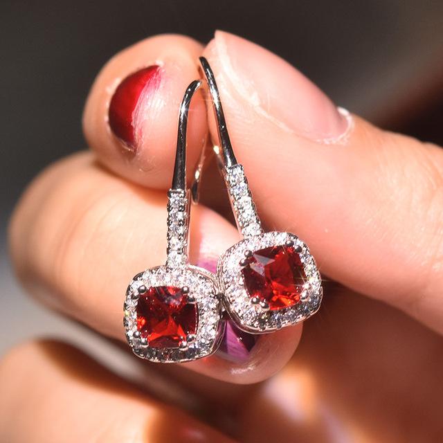 Серьги-гвоздики из стерлингового серебра 925 пробы с бриллиантами 1 карат для женщин, синий сапфир, рубин, топаз, серебряные ювелирные изделия, серьги-гвоздики с драгоценными камнями и бриллиантами