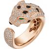 Кольцо из серебра 925 пробы с двойной головой гепарда леопарда и инкрустированными бриллиантами