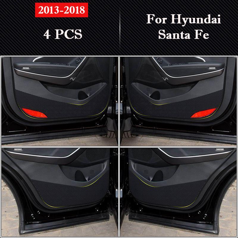 Для Hyundai Santa Fe Накладка на дверь автомобиля от пинков Кожаная защита салона Накладки на перчаточный ящик от грязи Автоаксессуары
