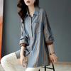Cotton Shirt Women's Large Size Loose Soft Ing Shirt Striped Slim Warm Elegant Long-sleeved Blouse