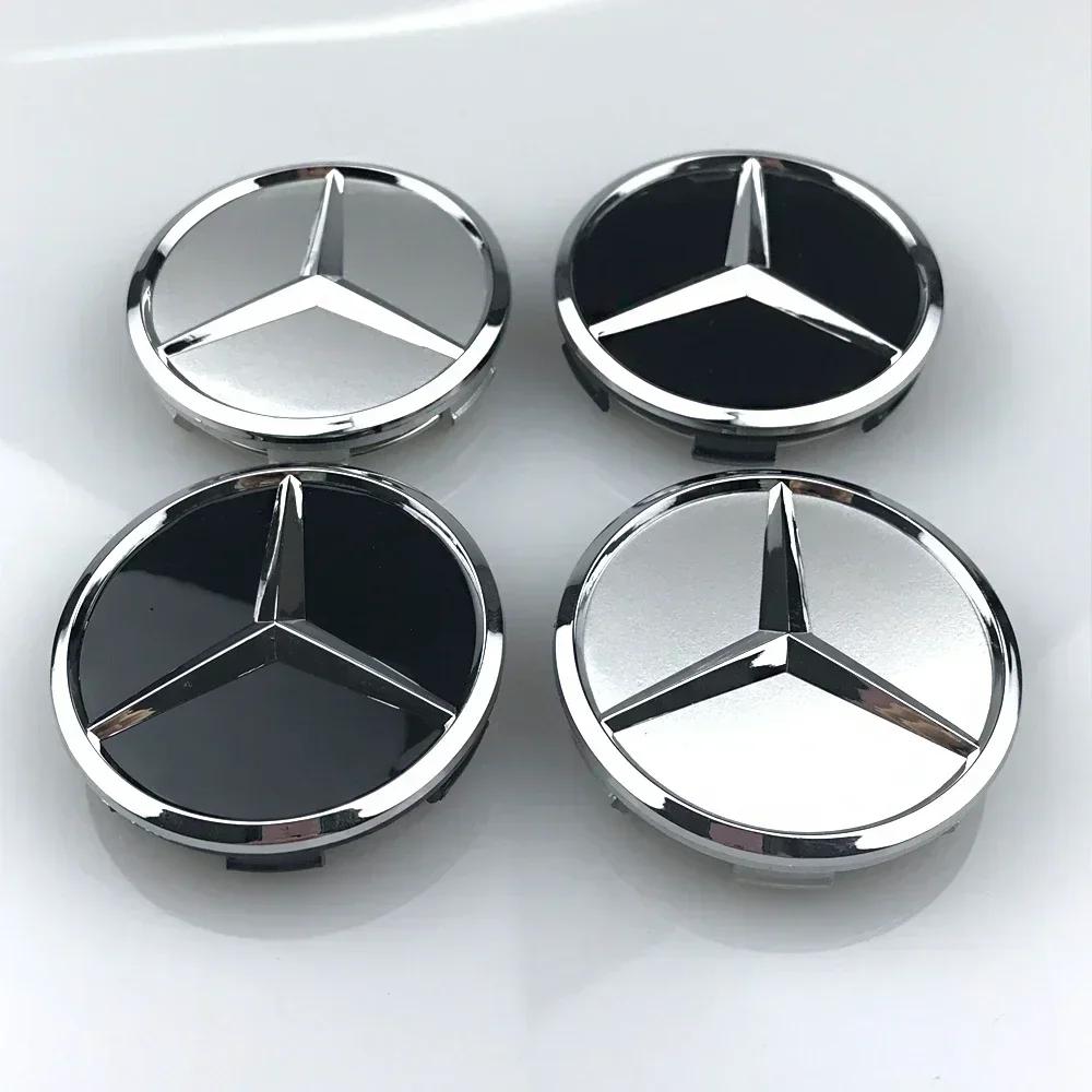 FEN1 4pcs 60mm Black Silver Car Wheel Cap Badge Logo Cover For Mercedes Benz W176 W177 W204 W205 W212 W213 W206 X156 X253 W117 W166