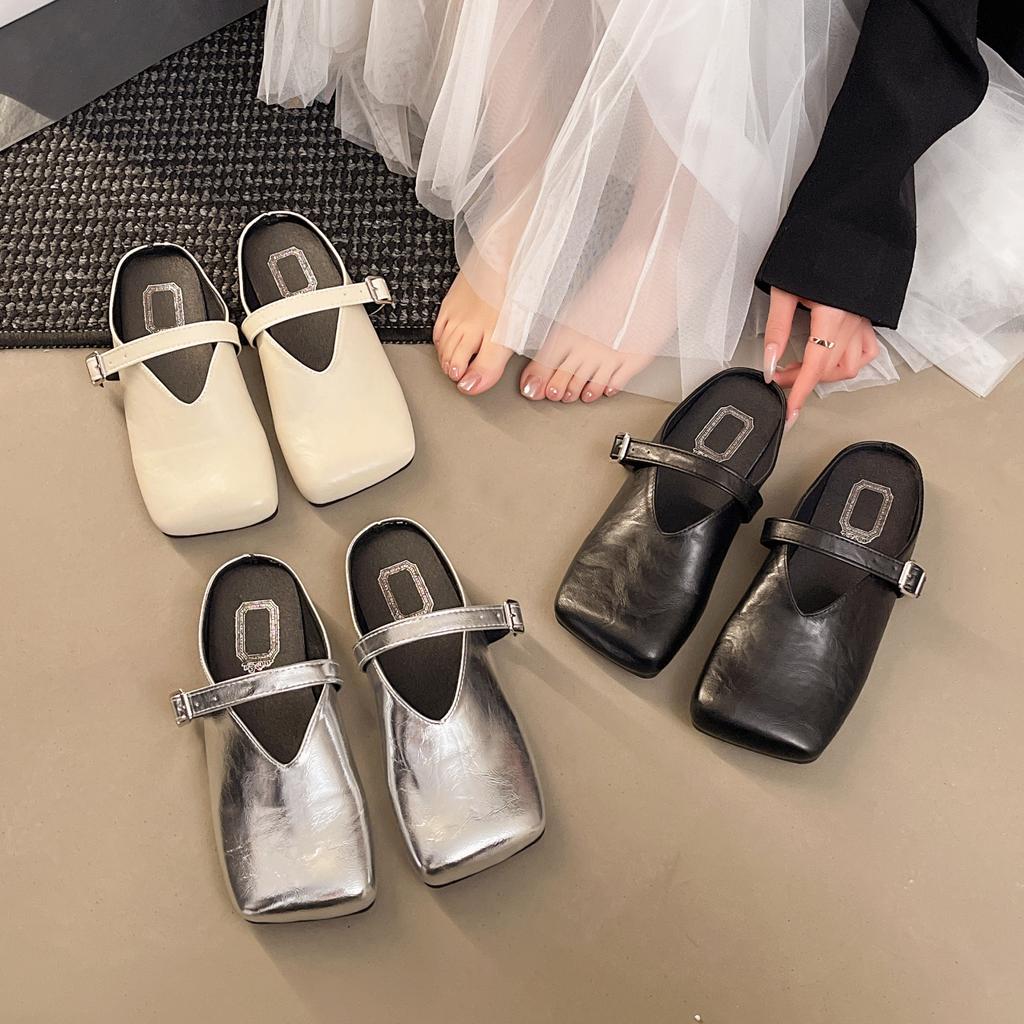 2025 Весна Лето Женские Мюли Тапочки Обувь Мода Закрытый Носок Слипоны Слайды Повседневный Уличный Стиль Балетки