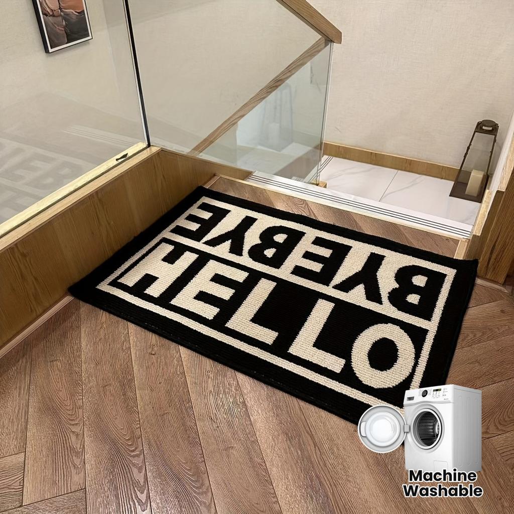 VIKAMA Fashion Hello Rug Bedroom, Living Room, Study, Entryway Decor Door Mat, Non-Slip, Stain-Resistant Floor Mat Home Decor