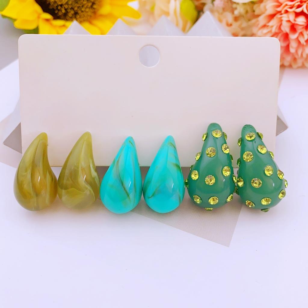 3 Pairs of Vintage-style Acrylic Drop Earrings for Women's Daily and Party Wear