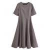 Kaslead New Women clothes Western Style Wave Wide Swing round Neck Midi Dress 2648952