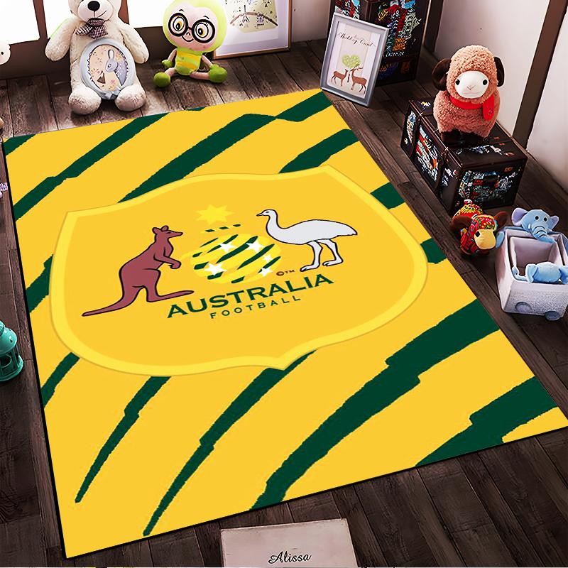 Australia Football Logo with Kangaroo and Emu Non-slip rug suitable for living room and bedroom sofas