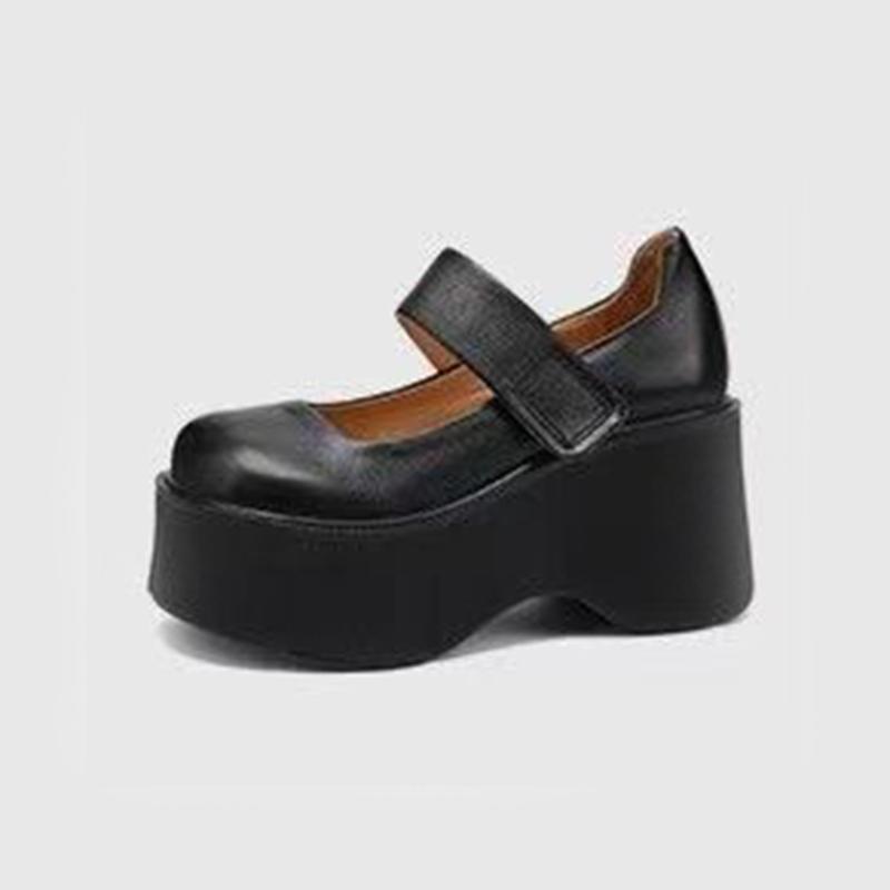 Модные туфли-клинья для женщин 2025 Осень Новые туфли Мэри Джейн на платформе с массивным каблуком Простые и стильные женские туфли Zapatos De Mujer