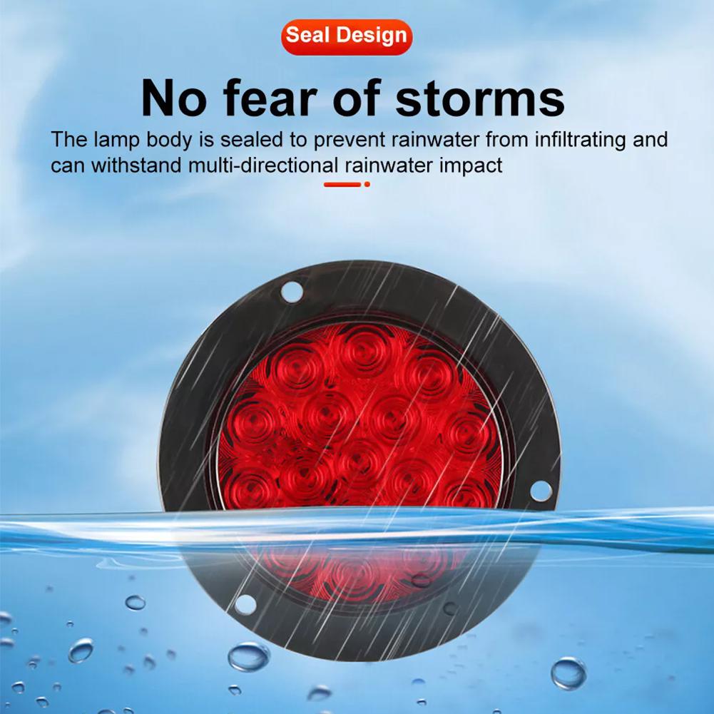 1/2PCS 12V 24V 16 LED 4" Round Rear Tail Lights Turn Signal Brake Stop Reverse Lamp Car Truck Trailer Lorry Red Yellow WhiteTurn Signal 2