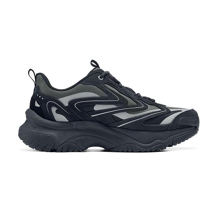 Skechers Уличные Лунные Туфли Удобные Универсальные Низкие Папины Кроссовки Мужские Кроссовки Черный Серый 183197-BKGY