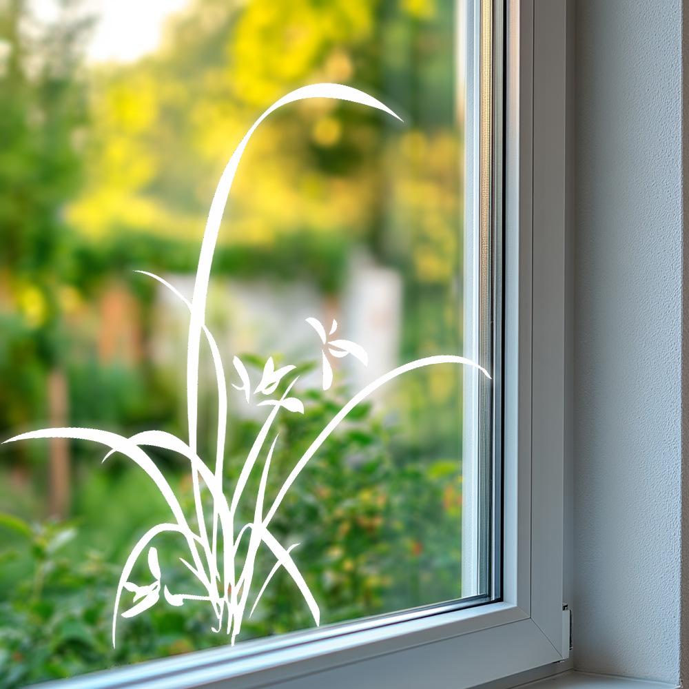 Элегантная белая орхидея оконная наклейка дзен домашний декор стикер самоклеящийся гостиная дверь ботаническое искусство отклеивающаяся