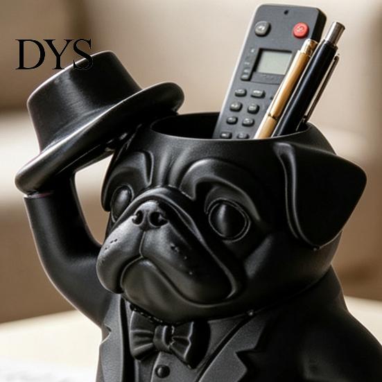 Декоративный стакан для ручек на стол, 3D-печатный держатель-бульдог для джентльменов, Креативный настольный органайзер для кистей для макияжа, Забавная статуэтка-декор