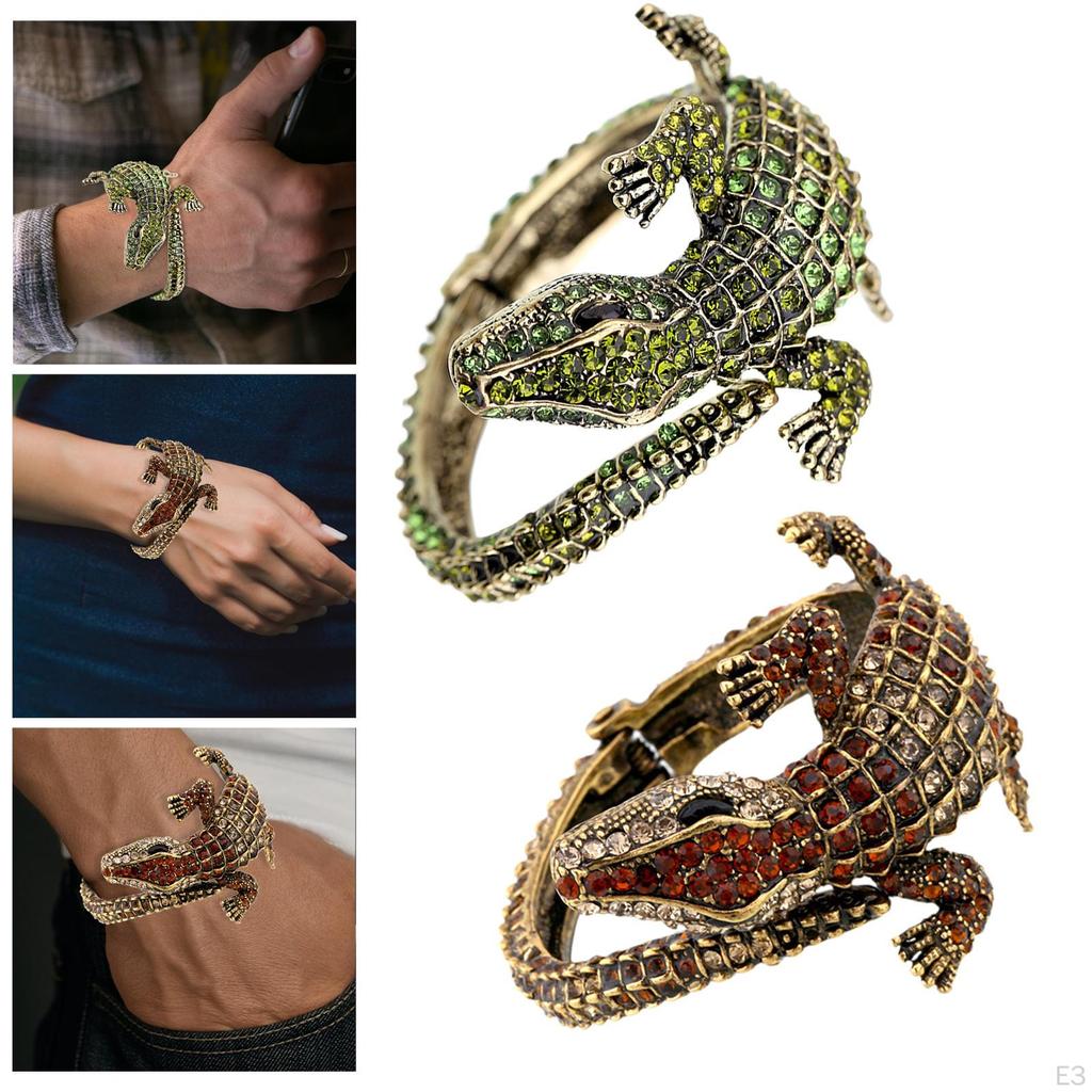 Открытый браслет из кожи аллигатора, браслет-обходной браслет, браслет-манжета для подарка друзьям