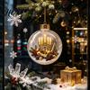Decorative Acrylic Holiday Spheres 3D Christmas Faux Crystal Ball Ornament, Lighted Reindeer Sleigh LED Pendants Snow Scene Hanging Decor for