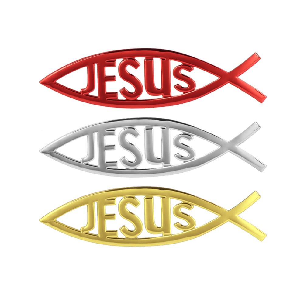 Car Styling Jesus Fish Symbol Logo Car Emblem Badge Sticker Decal Universal 3D Christian Car & Truck Decorative Sticker